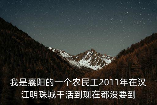 我是襄陽的一個農民工2011年在漢江明珠城干活到現在都沒要到