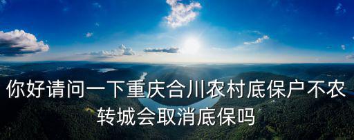 合川政府，你好請問一下重慶合川農(nóng)村底保戶不農(nóng)轉(zhuǎn)城會(huì)取消底保嗎