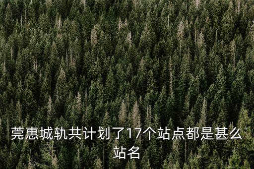莞惠城軌共計劃了17個站點都是甚么站名