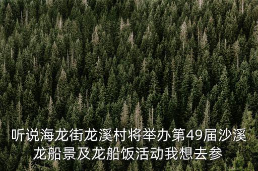 聽說海龍街龍溪村將舉辦第49屆沙溪龍船景及龍船飯活動(dòng)我想去參