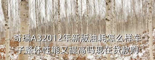 奇瑞A32012年新版油耗怎么樣車子整體性能又提高嗎現在貸款購