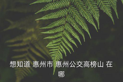 惠州高榜山，想知道 惠州市 惠州公交高榜山 在哪