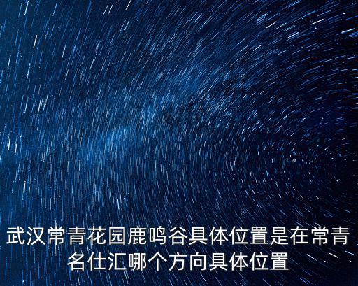 武漢常青花園鹿鳴谷具體位置是在常青名仕匯哪個方向具體位置