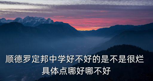 順德羅定邦中學好不好的是不是很爛 具體點哪好哪不好