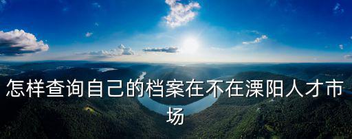 怎樣查詢自己的檔案在不在溧陽人才市場