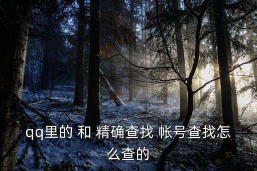 qq里的 和 精確查找 帳號查找怎么查的