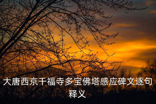 大唐西京千福寺多寶佛塔感應碑文逐句釋義