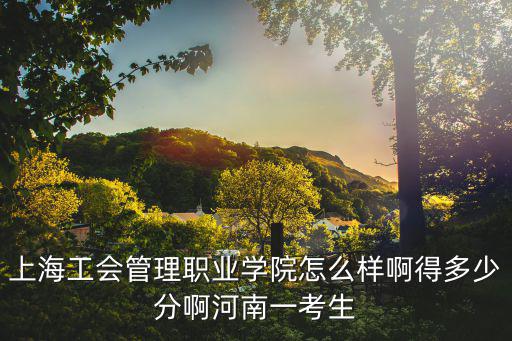 上海工會(huì)管理職業(yè)學(xué)院怎么樣啊得多少分啊河南一考生