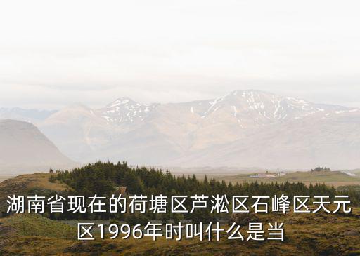 湖南省現(xiàn)在的荷塘區(qū)蘆淞區(qū)石峰區(qū)天元區(qū)1996年時(shí)叫什么是當(dāng)