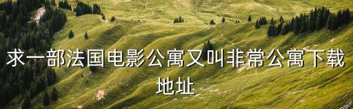 求一部法國(guó)電影公寓又叫非常公寓下載地址