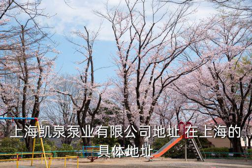 上海凱泉，上海凱泉泵業有限公司地址 在上海的具體地址