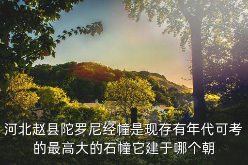 陀羅尼經(jīng)幢，河北趙縣陀羅尼經(jīng)幢是現(xiàn)存有年代可考的最高大的石幢它建于哪個(gè)朝