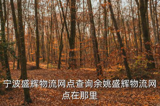 寧波盛輝物流網點查詢余姚盛輝物流網點在那里