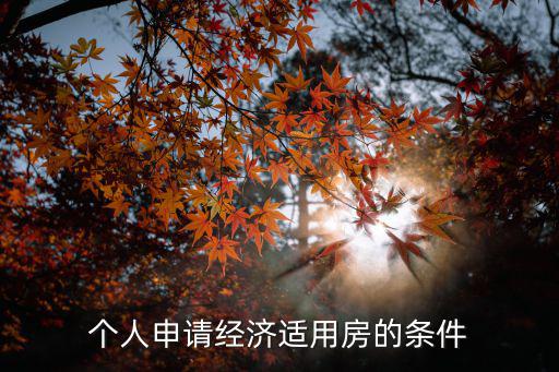 個人申請經濟適用房的條件