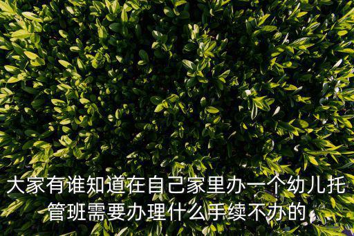 幼兒托管，大家有誰(shuí)知道在自己家里辦一個(gè)幼兒托管班需要辦理什么手續(xù)不辦的