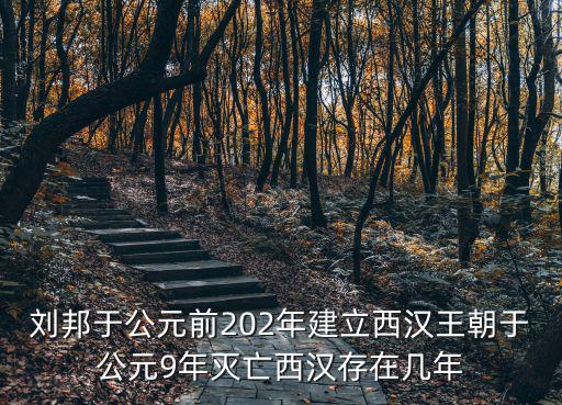 劉邦于公元前202年建立西漢王朝于公元9年滅亡西漢存在幾年