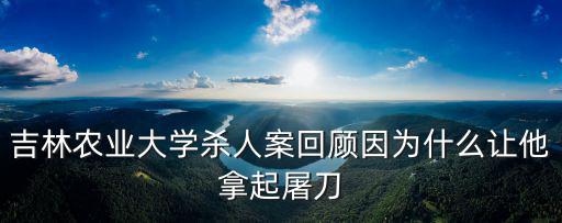 吉林農業大學殺人案回顧因為什么讓他拿起屠刀