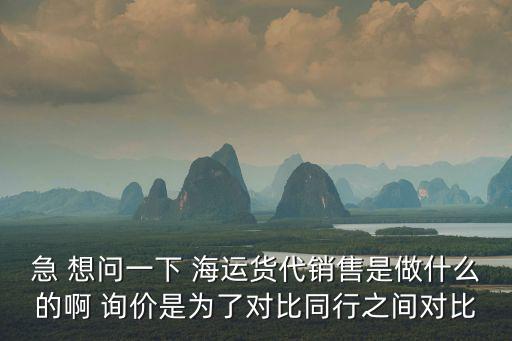 急 想問一下 海運貨代銷售是做什么的啊 詢價是為了對比同行之間對比