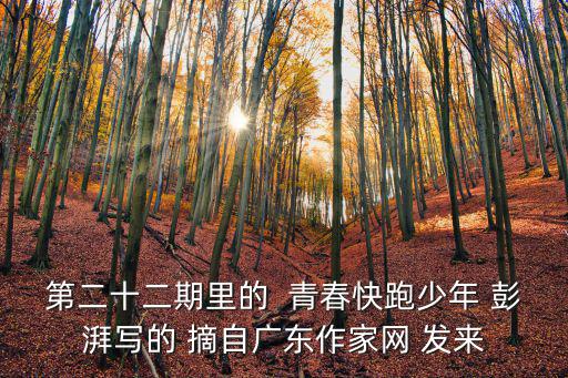 第二十二期里的  青春快跑少年 彭湃寫的 摘自廣東作家網 發來
