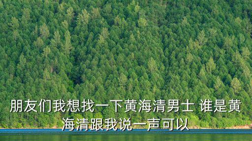 朋友們我想找一下黃海清男士 誰是黃海清跟我說一聲可以