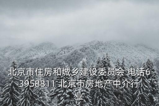 北京市住房和城鄉建設委員會 電話63958811 北京市房地產中介行業