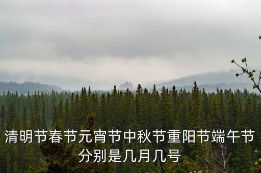 清明節(jié)春節(jié)元宵節(jié)中秋節(jié)重陽節(jié)端午節(jié)分別是幾月幾號(hào)