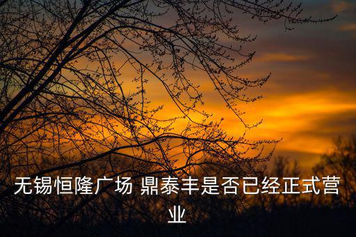 無錫恒隆廣場 鼎泰豐是否已經正式營業