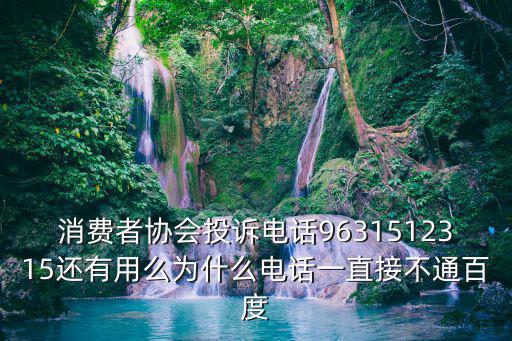 消費者協會投訴電話9631512315還有用么為什么電話一直接不通百度