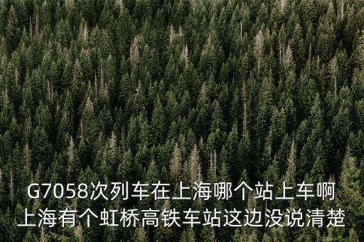 G7058次列車在上海哪個站上車啊上海有個虹橋高鐵車站這邊沒說清楚