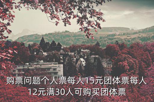 團體票，購票問題個人票每人15元團體票每人12元滿30人可購買團體票