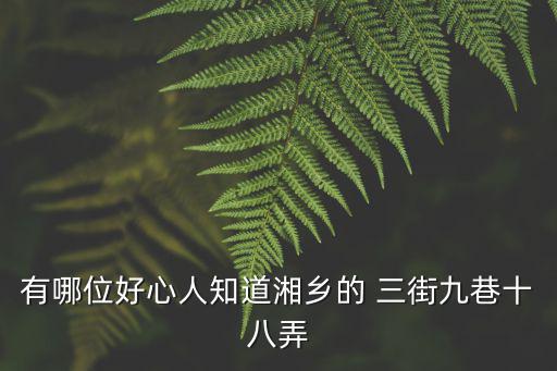 有哪位好心人知道湘鄉的 三街九巷十八弄