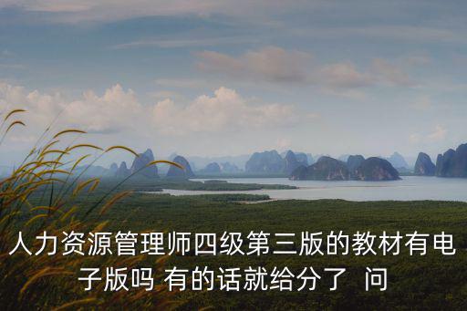 人力資源管理師四級第三版的教材有電子版嗎 有的話就給分了  問