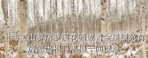 上海寶山羅店羅溪花園或者金星綠苑有房屋出租嗎求租一間很急