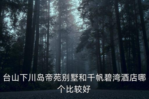 帝苑別墅，臺山下川島帝苑別墅和千帆碧灣酒店哪個比較好