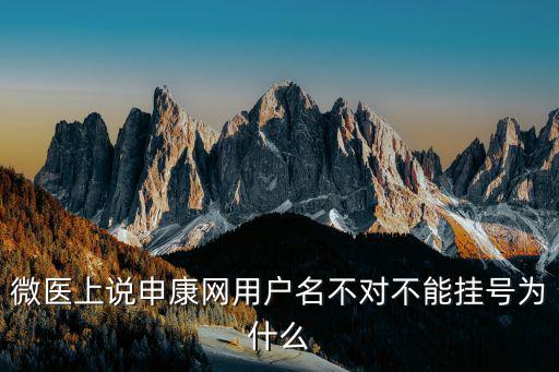 微醫(yī)上說申康網(wǎng)用戶名不對(duì)不能掛號(hào)為什么