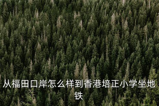 從福田口岸怎么樣到香港培正小學坐地鐵