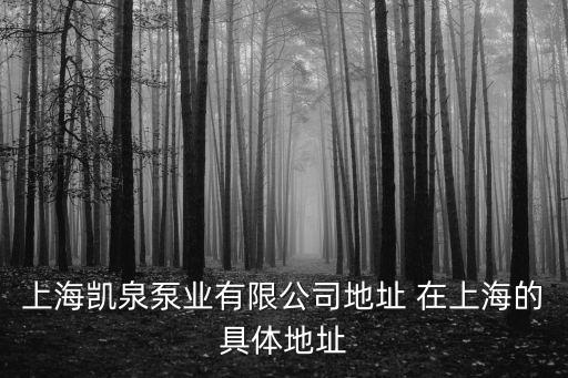 上海凱泉泵業有限公司地址 在上海的具體地址