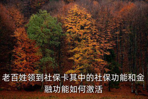老百姓領到社保卡其中的社保功能和金融功能如何激活
