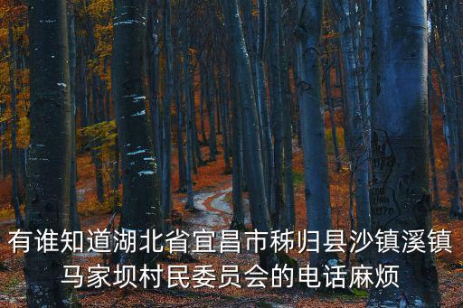 有誰知道湖北省宜昌市秭歸縣沙鎮溪鎮馬家壩村民委員會的電話麻煩