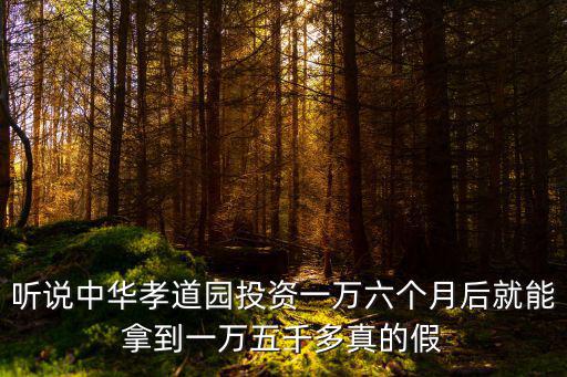 聽說中華孝道園投資一萬六個月后就能拿到一萬五千多真的假