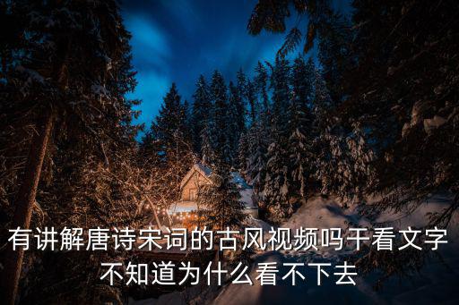 有講解唐詩宋詞的古風視頻嗎干看文字不知道為什么看不下去