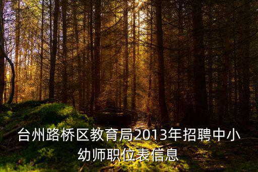 臺州路橋區教育局2013年招聘中小幼師職位表信息
