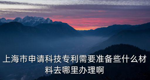 上海市申請科技專利需要準備些什么材料去哪里辦理啊