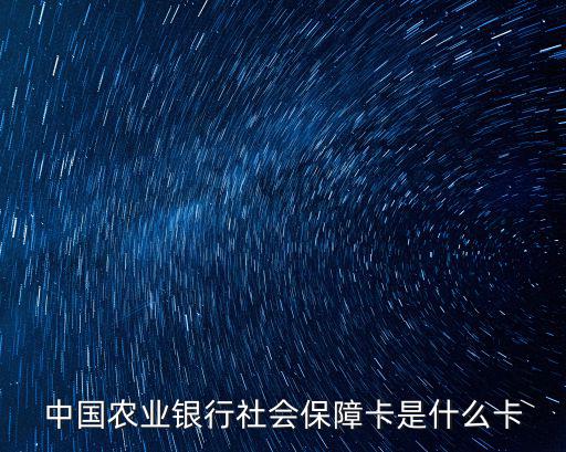 中國(guó)農(nóng)業(yè)銀行社會(huì)保障卡是什么卡
