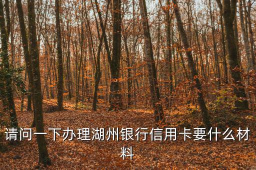 請問一下辦理湖州銀行信用卡要什么材料