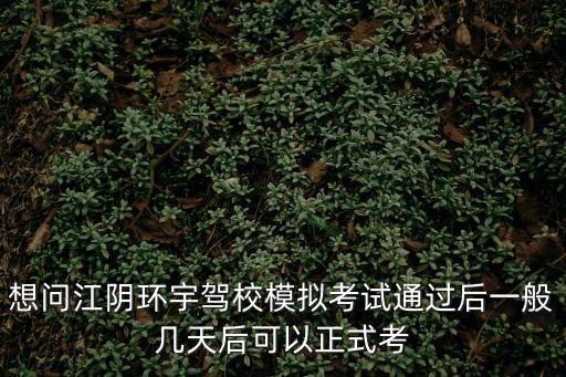 想問江陰環宇駕校模擬考試通過后一般幾天后可以正式考