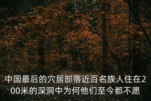 中國最后的穴居部落近百名族人住在200米的深洞中為何他們至今都不愿