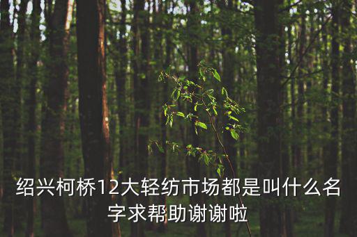 紹興柯橋12大輕紡市場都是叫什么名字求幫助謝謝啦
