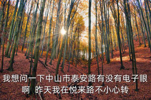 悅來路，我想問一下中山市泰安路有沒有電子眼啊  昨天我在悅來路不小心轉