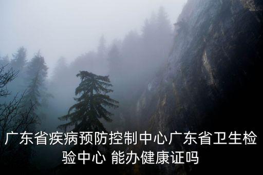 廣東省疾病預防控制中心廣東省衛生檢驗中心 能辦健康證嗎